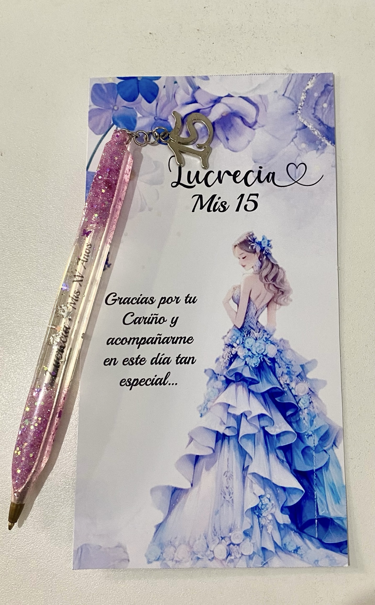 Lapicera personalizada souvenirs con tarjeta y bolsa transparente